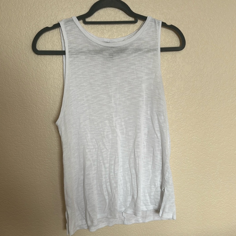 White slub knit Tank Top